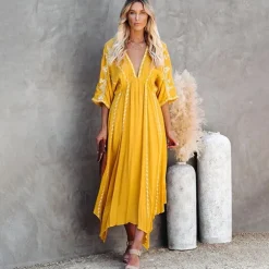 Clearance Princesse Fleurie Robe Longue Bohème Fleurs Brodées