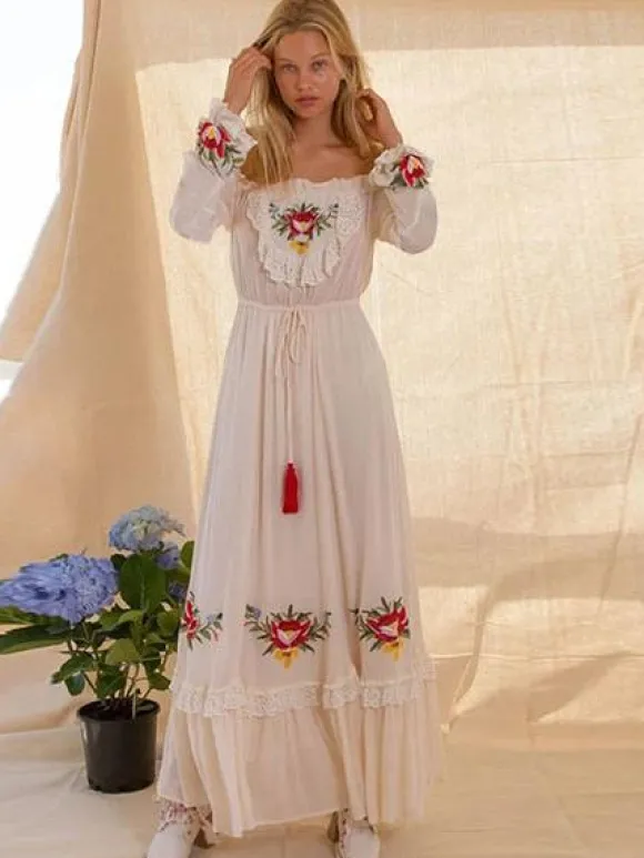 Online Princesse Fleurie Robe Longue Fleurie Brodée