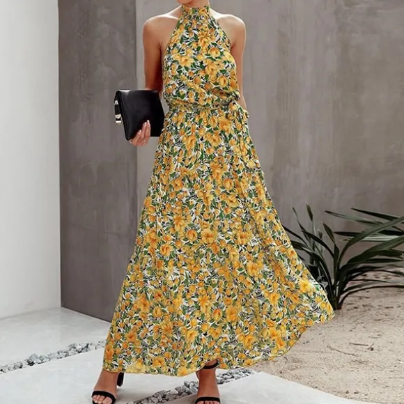 Clearance Princesse Fleurie Robe Longue Fleurie Dos Nu