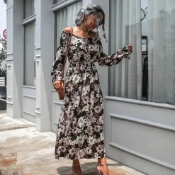 Online Princesse Fleurie Robe Longue Fleurie Fond Noir