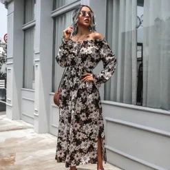 Online Princesse Fleurie Robe Longue Fleurie Fond Noir