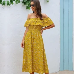 Shop Princesse Fleurie Robe Longue Fleurie Jaune