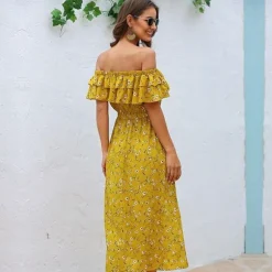 Shop Princesse Fleurie Robe Longue Fleurie Jaune