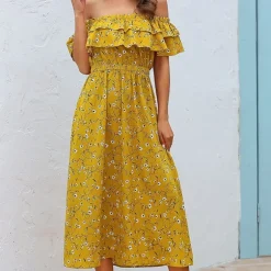 Shop Princesse Fleurie Robe Longue Fleurie Jaune