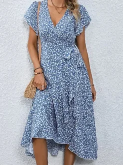 Store Princesse Fleurie Robe Longue Fleurie Manches Courtes