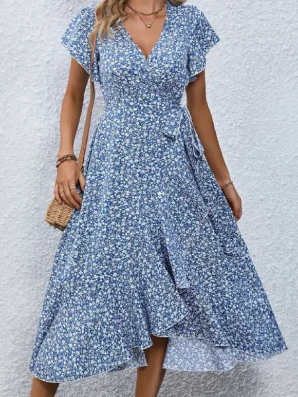 Store Princesse Fleurie Robe Longue Fleurie Manches Courtes