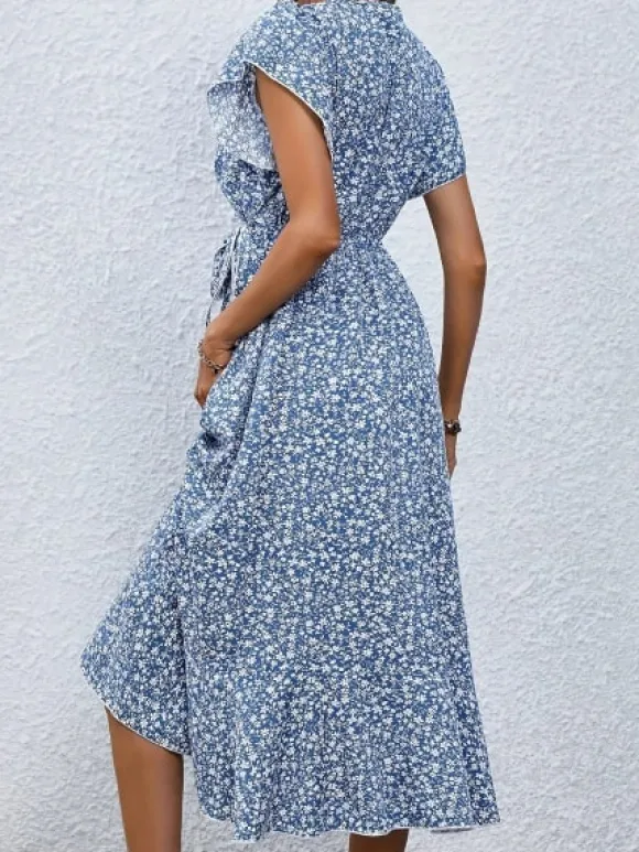 Store Princesse Fleurie Robe Longue Fleurie Manches Courtes