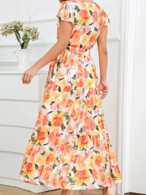 Best Princesse Fleurie Robe Longue Fleurie Orange