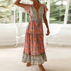 Hot Princesse Fleurie Robe Longue Fleurie Rose