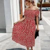Hot Princesse Fleurie Robe Longue Fleurie Rouge et Blanche