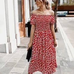 Hot Princesse Fleurie Robe Longue Fleurie Rouge et Blanche