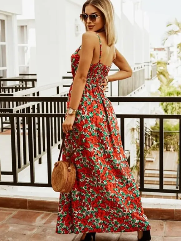 Fashion Princesse Fleurie Robe Longue Imprimé Fleuri