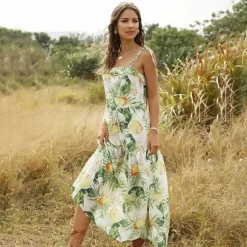 New Princesse Fleurie Robe Longue Imprimée Fruits