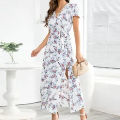 Discount Princesse Fleurie Robe Longue Portefeuille Fleurie