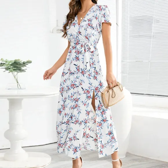 Discount Princesse Fleurie Robe Longue Portefeuille Fleurie
