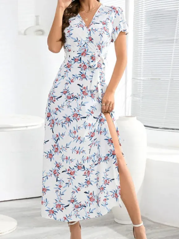Discount Princesse Fleurie Robe Longue Portefeuille Fleurie