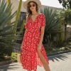 Cheap Princesse Fleurie Robe Maxi Portefeuille Fleurie à Volants