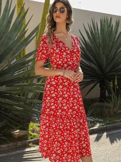 Cheap Princesse Fleurie Robe Maxi Portefeuille Fleurie à Volants