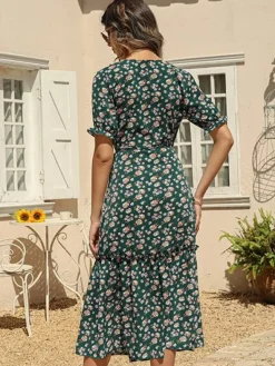 Cheap Princesse Fleurie Robe Maxi Portefeuille Fleurie à Volants