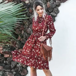 Shop Princesse Fleurie Robe Midi Fleurie Rouge