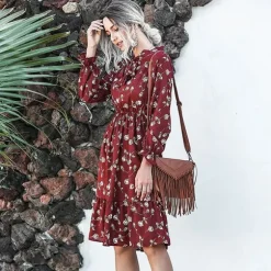 Shop Princesse Fleurie Robe Midi Fleurie Rouge
