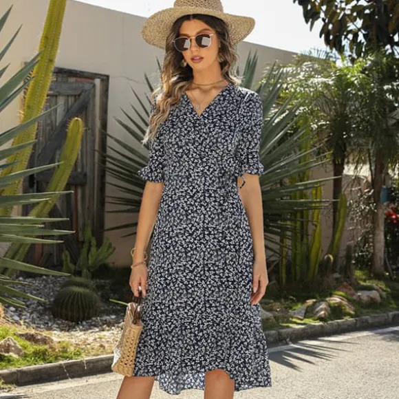 Shop Princesse Fleurie Robe Noire Fleurs Blanches