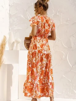 Fashion Princesse Fleurie Robe Orange Fleurie
