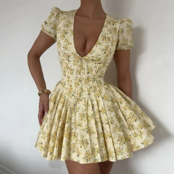 New Princesse Fleurie Robe Patineuse Fleurie Courte