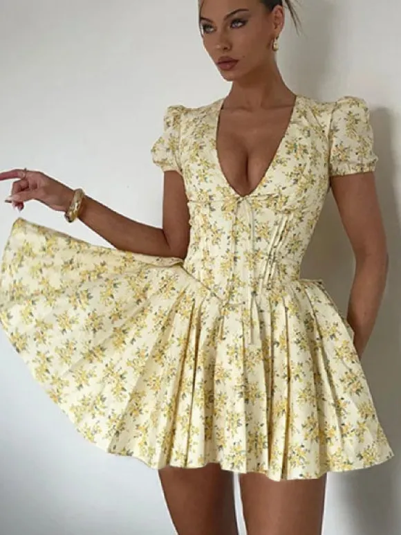 New Princesse Fleurie Robe Patineuse Fleurie Courte