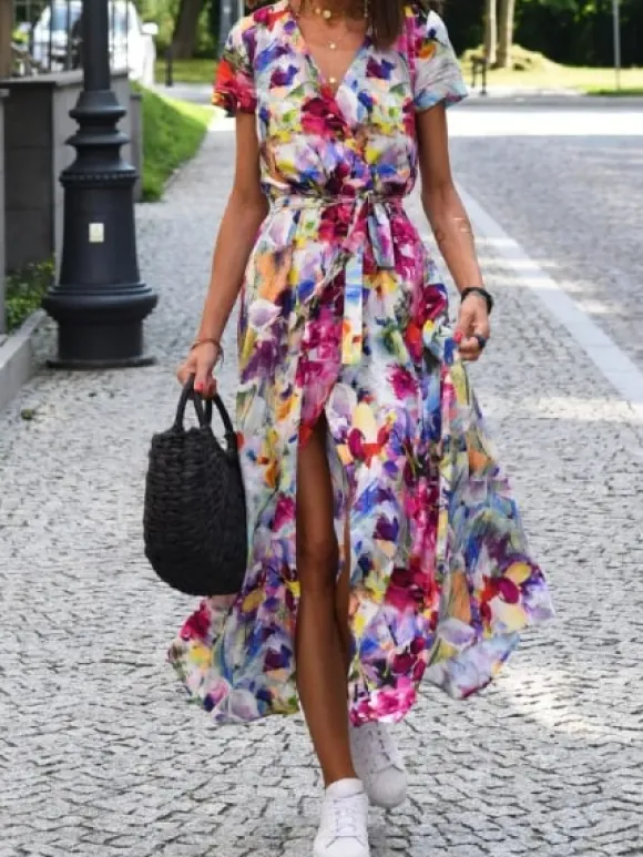 New Princesse Fleurie Robe Portefeuille à Fleurs