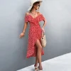 Hot Princesse Fleurie Robe Portefeuille Fleurie Mi-Longue