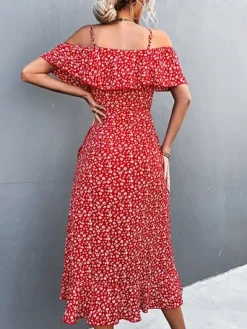 Hot Princesse Fleurie Robe Portefeuille Fleurie Mi-Longue