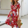 Discount Princesse Fleurie Robe Rouge Fleurie Cache Coeur