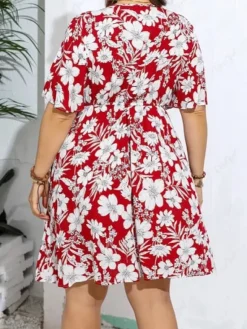 Store Princesse Fleurie Robe Rouge Fleurie Grande Taille