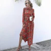 Flash Sale Princesse Fleurie Robe Rouge Fleurie Hiver