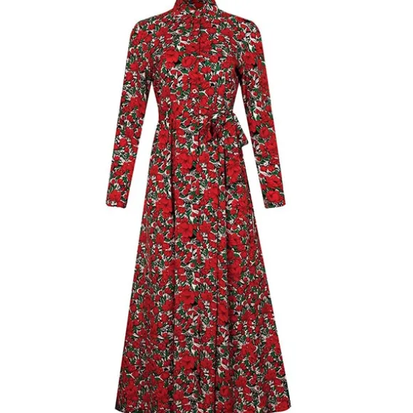Flash Sale Princesse Fleurie Robe Rouge Fleurie Hiver
