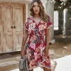 Clearance Princesse Fleurie Robe Rouge Fleurie Plage