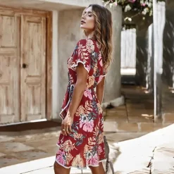 Clearance Princesse Fleurie Robe Rouge Fleurie Plage