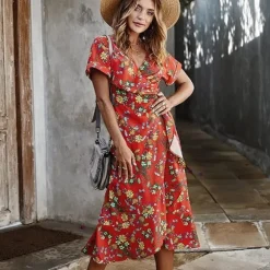 Discount Princesse Fleurie Robe Été Fleurie Rouge