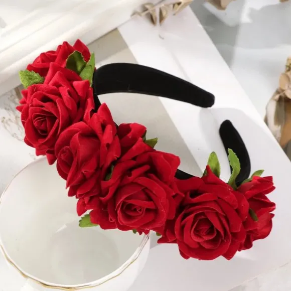 Cheap Princesse Fleurie Serre-Tête Fleur Rouge