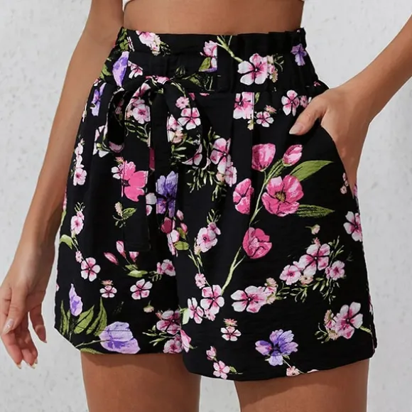 New Princesse Fleurie Short Noir Fleuri