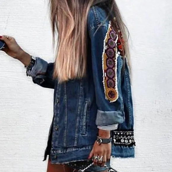 Best Princesse Fleurie Veste Denim Fleurie Brodée