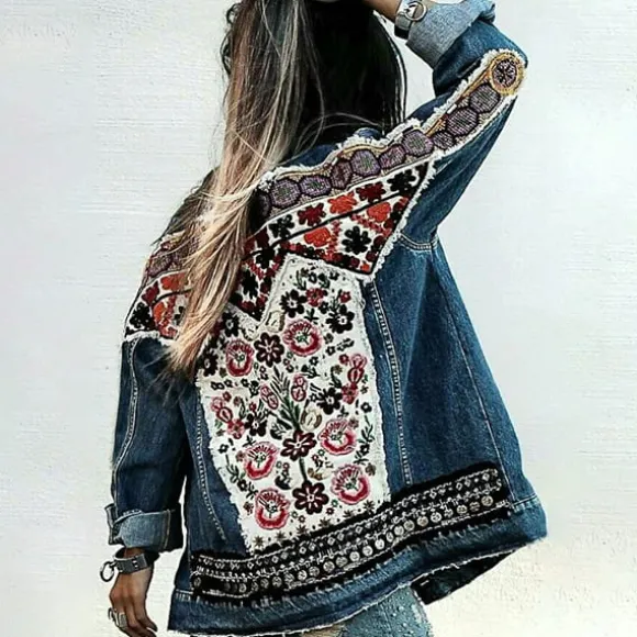 Best Princesse Fleurie Veste Denim Fleurie Brodée