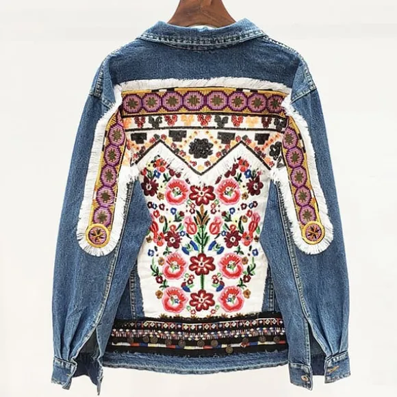 Best Princesse Fleurie Veste Denim Fleurie Brodée