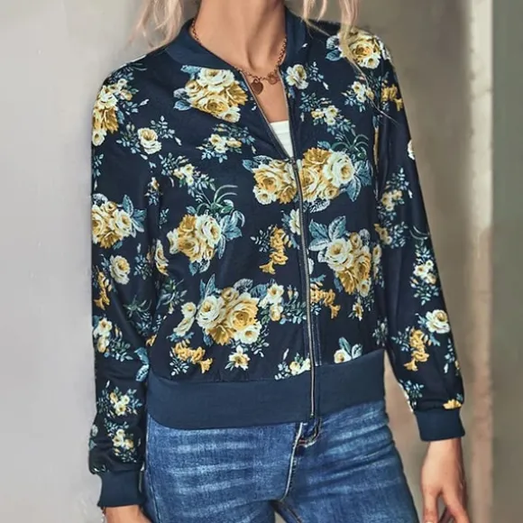 Shop Princesse Fleurie Veste Fleurie Bleu Marine