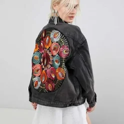 Discount Princesse Fleurie Veste Jean Fleurs Brodées