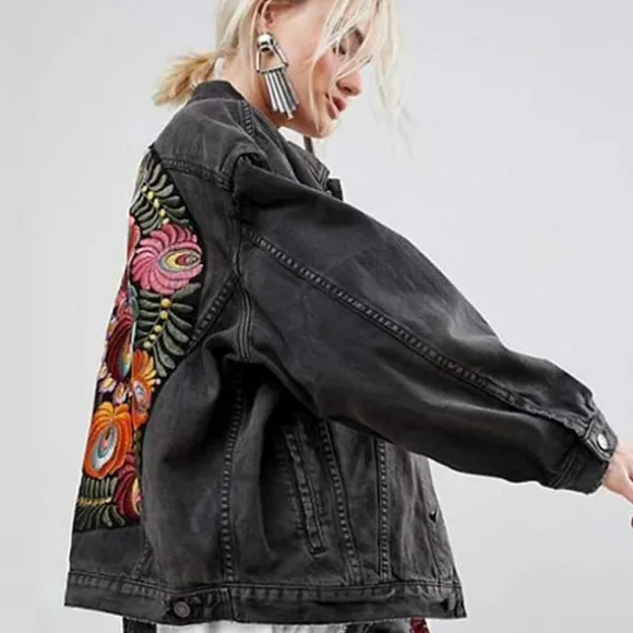 Discount Princesse Fleurie Veste Jean Fleurs Brodées